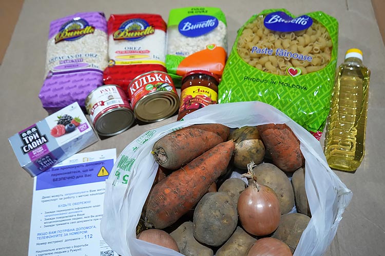 避難民へ提供された食料品の一部（モルドバ）/ ©プラン・インターナショナル