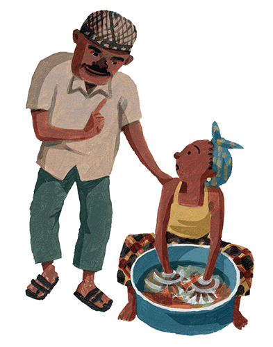 イラスト：アデルは村の男性から声をかけられました