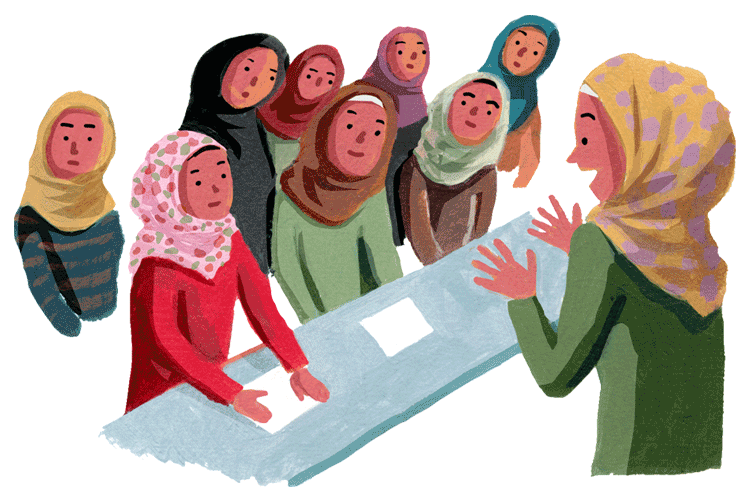 イラスト：難民キャンプ内の子どもたち