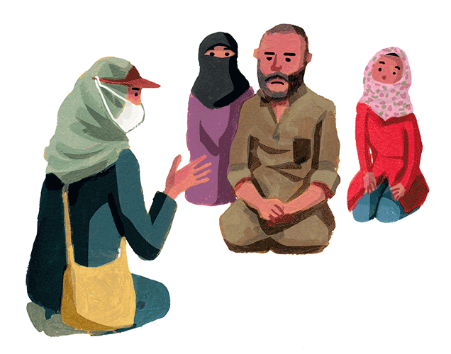 イラスト：勉強の時間だけ携帯電話が使えるよう、家族を説得