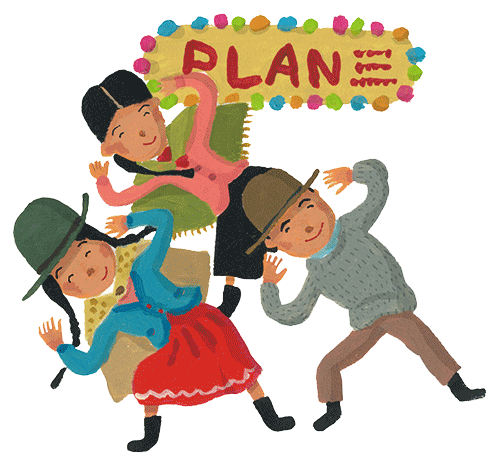 イラスト：メリッサの両親は、プランが支援する生計向上プロジェクトに参加