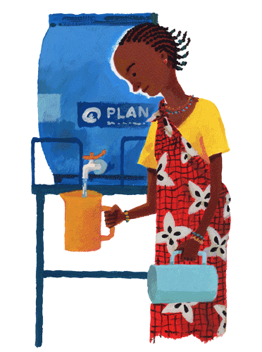 イラスト：難民キャンプ内に給水スタンドを設置しました