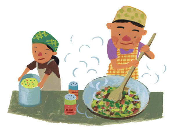 イラスト：ペルは、小学校給食の調理係です