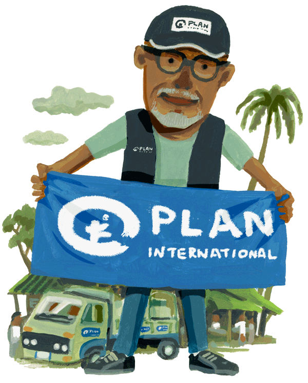 イラスト:甚大な被害のなかでも、それに立ち向かう人々の姿にハイダーは心を打たれました。