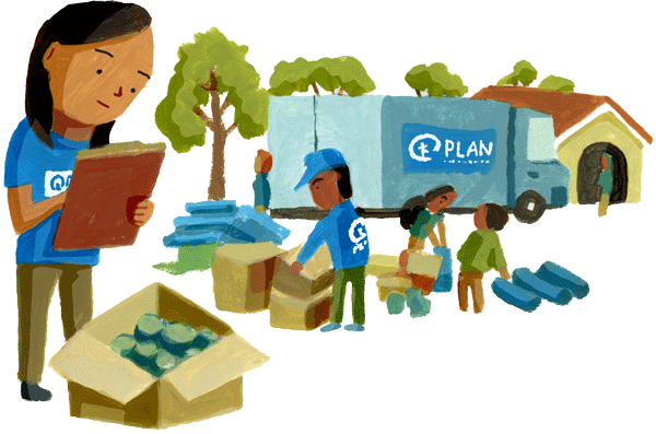 イラスト：13歳のマルシアは、8歳のときから「移動図書館」を利用しています。