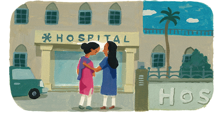 イラスト：病院に行くアイラ