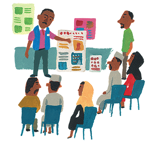 イラスト:両親はプランが開催する研修に参加しました