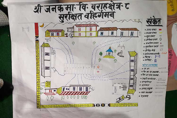 学生たちが作成した防災マップ(ネパール) / ©プラン・インターナショナル