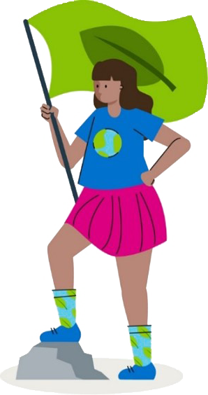 イラスト:旗を持つ女の子