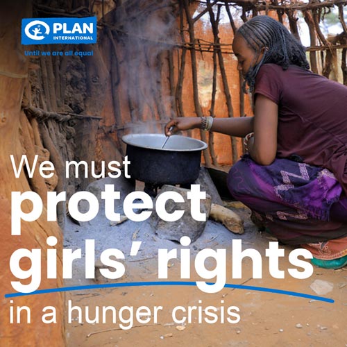 写真: 飢餓に直面している女の子の権利を守ろう