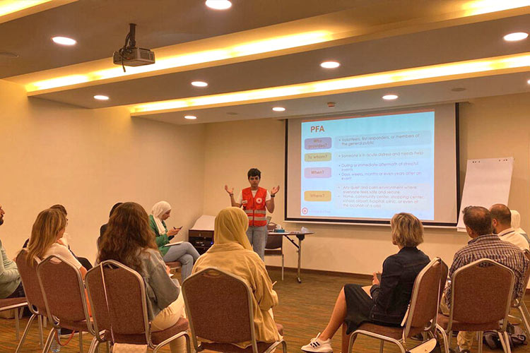 写真：パートナー団体職員を対象とした心理社会的サポートのトレーニングの様子（レバノン）