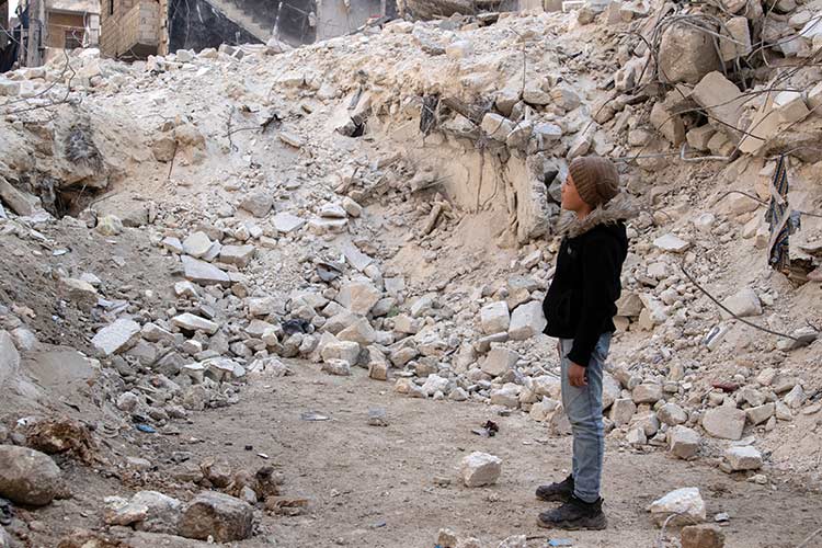 写真：地震の被害にあった地域（シリア）
