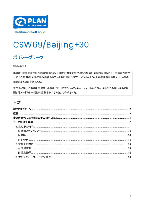 資料表紙：CSW69/Beijing+30 ポリシーブリーフ