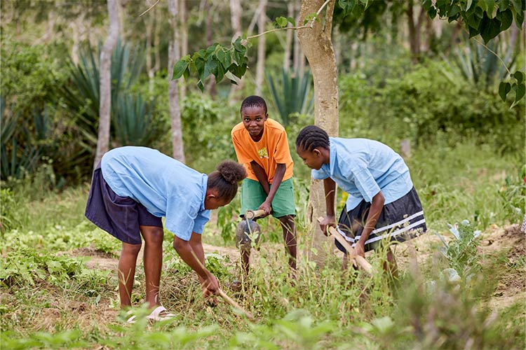 写真:環境保護活動をする子どもたち(ケニア)