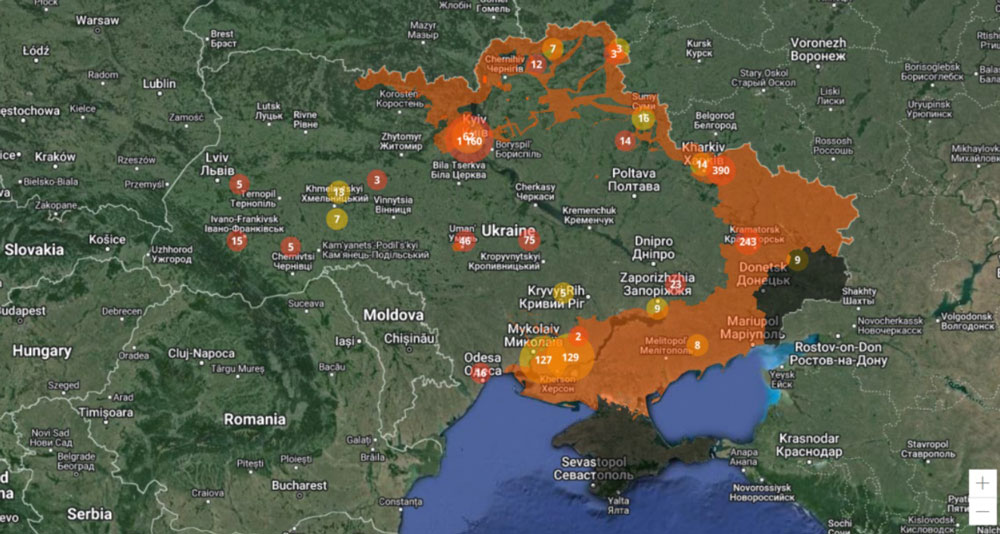ウクライナ国家非常事態庁（State Emergency Service of Ukraine）インタラクティブマップ