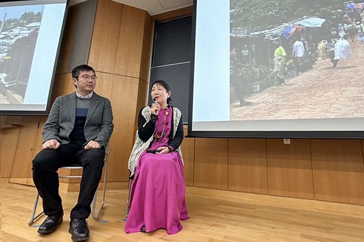 参加者の質問に答える村田さん（右）、日下部先生（左）