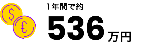1年間で約 536 万円