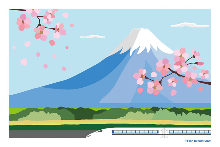 富士山と桜と新幹線