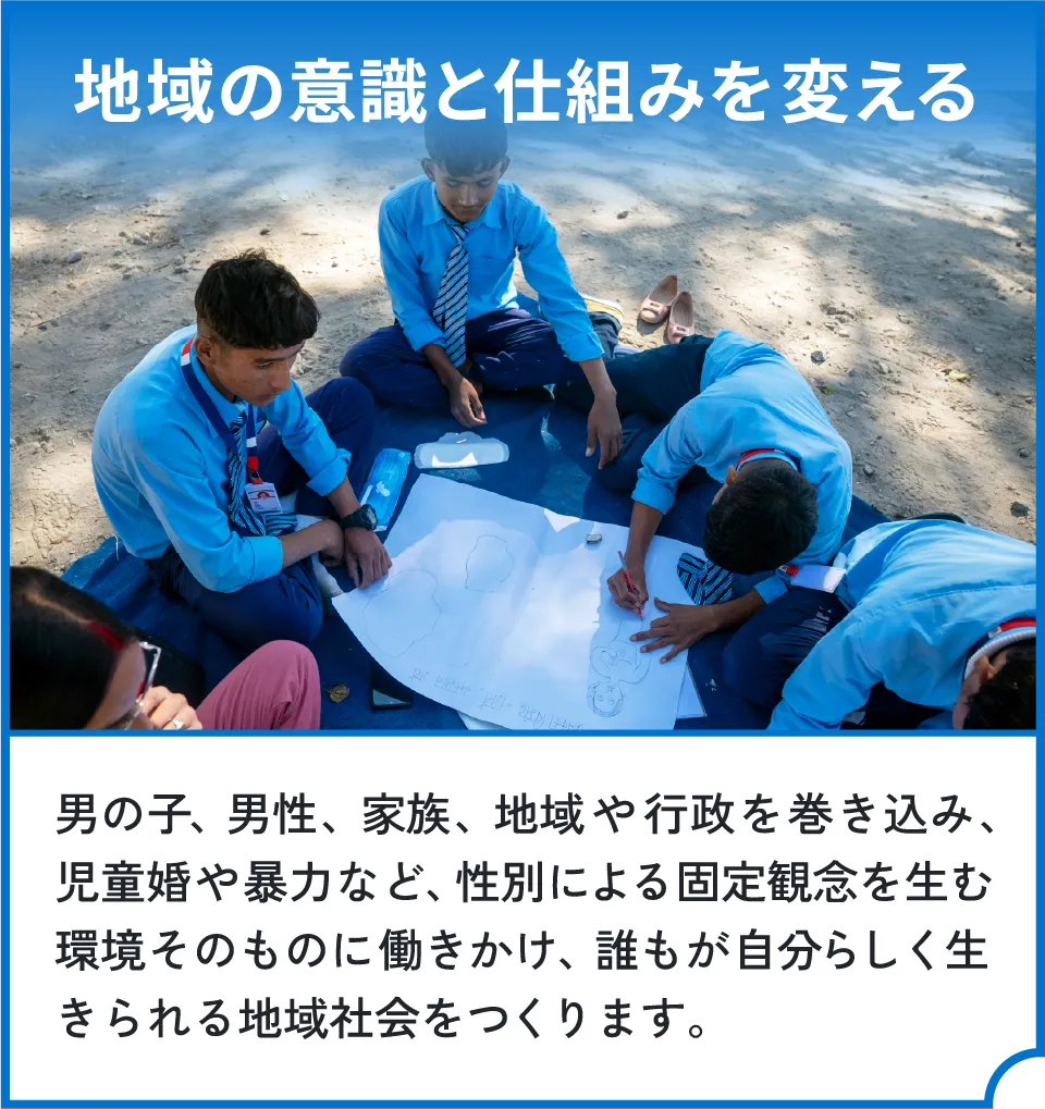 地域の意識と仕組みを変える。周囲の人々や行政を巻き込み、誰もが自分らしく生きられる地域社会をつくります。