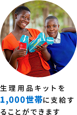 生理用品キットを1,000世帯に支給することができます