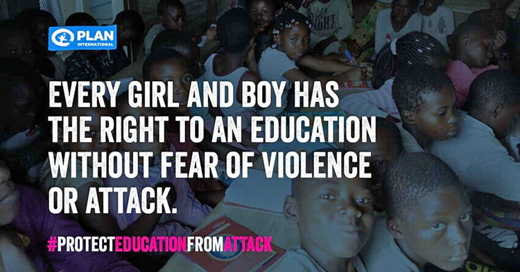 「すべての女の子、男の子には暴力や攻撃を恐れることなく教育を受ける権利がある」