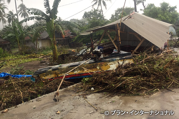 写真：津波で損壊した家