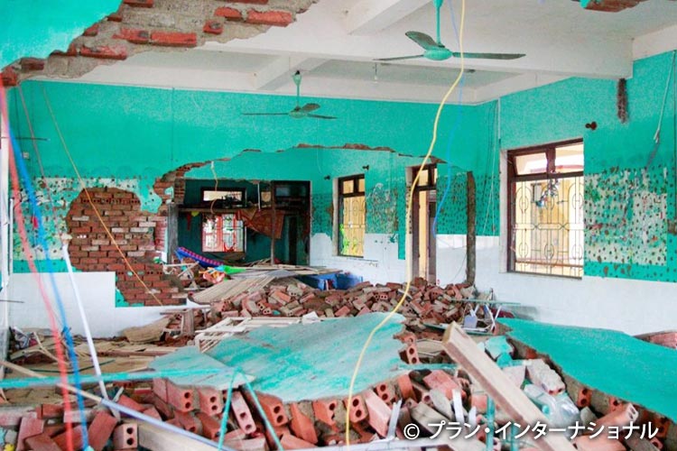 写真：大きな被害を受けた教室