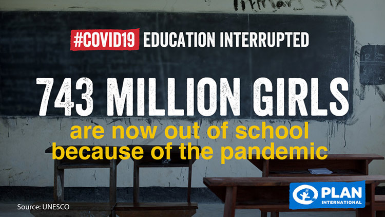 新型コロナウイルスのパンデミックのため、7億4300万人の女の子たちが学校に通えずにいます