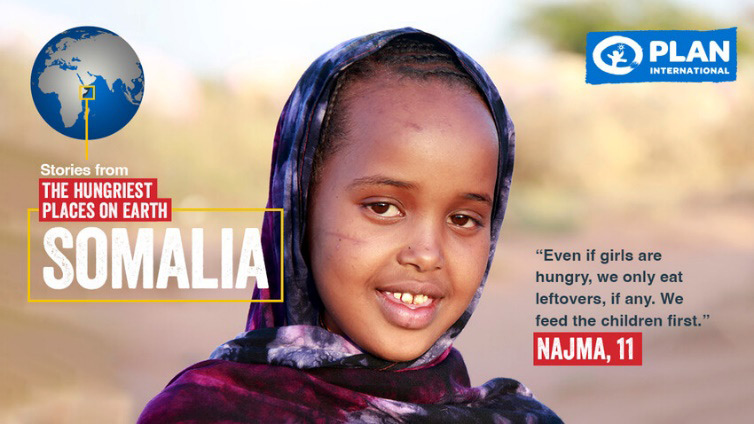 写真：ソマリアのナジマさん（11歳）「女の子はお腹が空いても残りものしか食べられません」