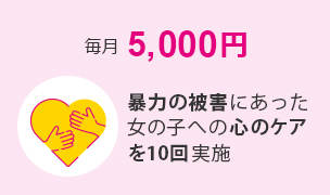 毎月5000円 暴力の被害にあった女の子への心のケアを10回実施