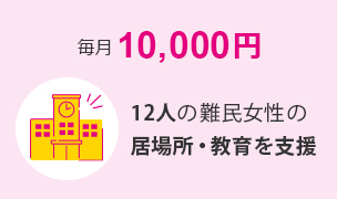 毎月10000円 12人の難民女性の居場所・教育を支援