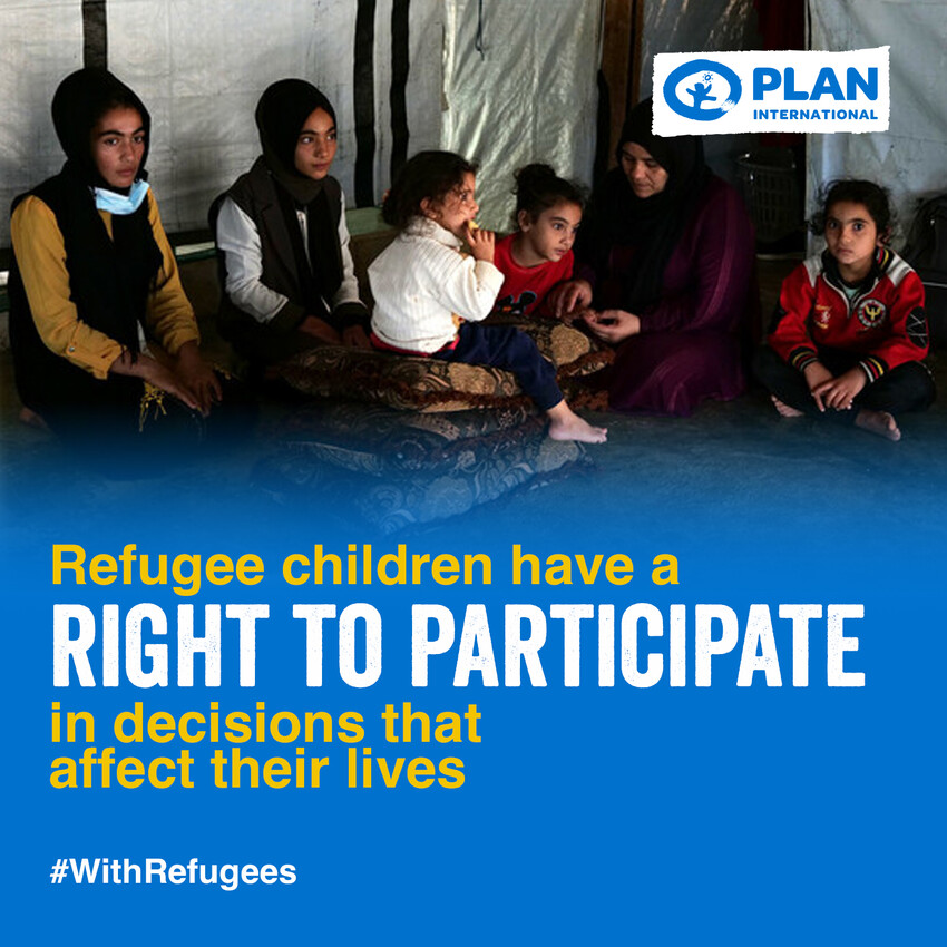 写真：難民の子どもたちの人生に影響を及ぼす意思決定に参加する権利を