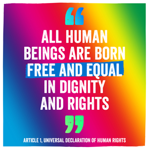 写真:すべての人間の自由と平等、尊厳と権利を謳う第1条