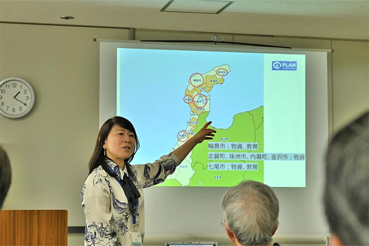 能登半島地震支援について説明する山形職員